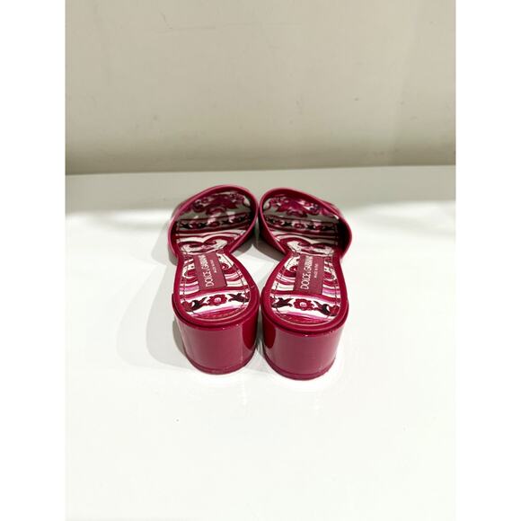 Dolce & Gabbana Slip On Cutout Block Heel Slide Sandals Magenta Pink Women's 37 - Picture 5 of 7